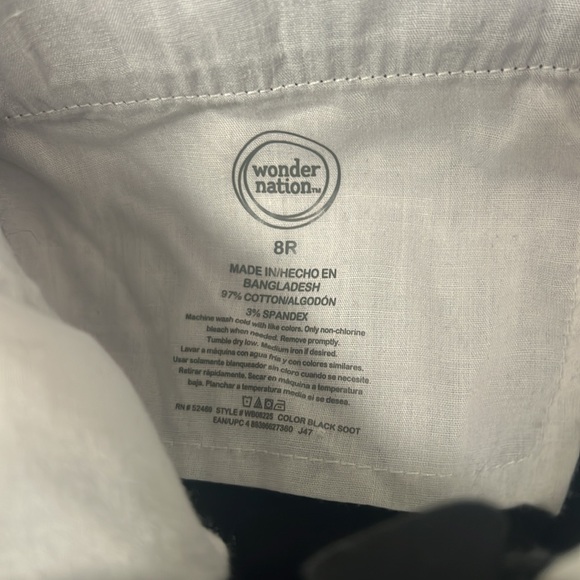 Wonder Nation Boys 8R black pants, w/pockets & adjustable waistband, EUC - Picture 6 of 6
